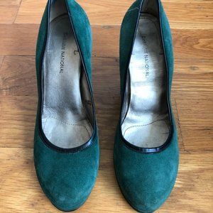 CNC Costume National Green Suede Retro Heels